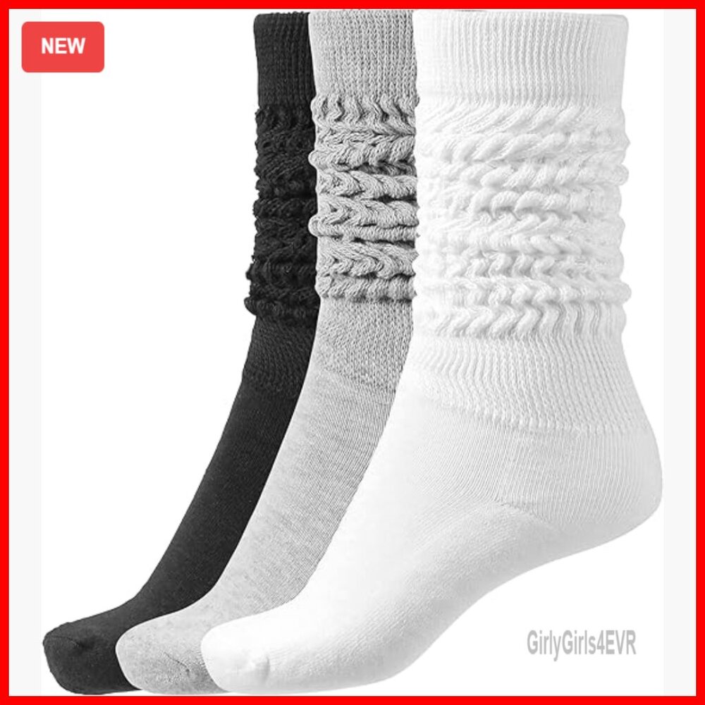 Thigh High Slouch Socks 3-Pack Soft Stretchy Polyester Spandex